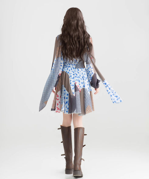 Retro Block Irregular Dress